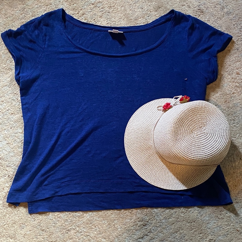 J. Jill Boatneck Linen Tee in Deep Blue